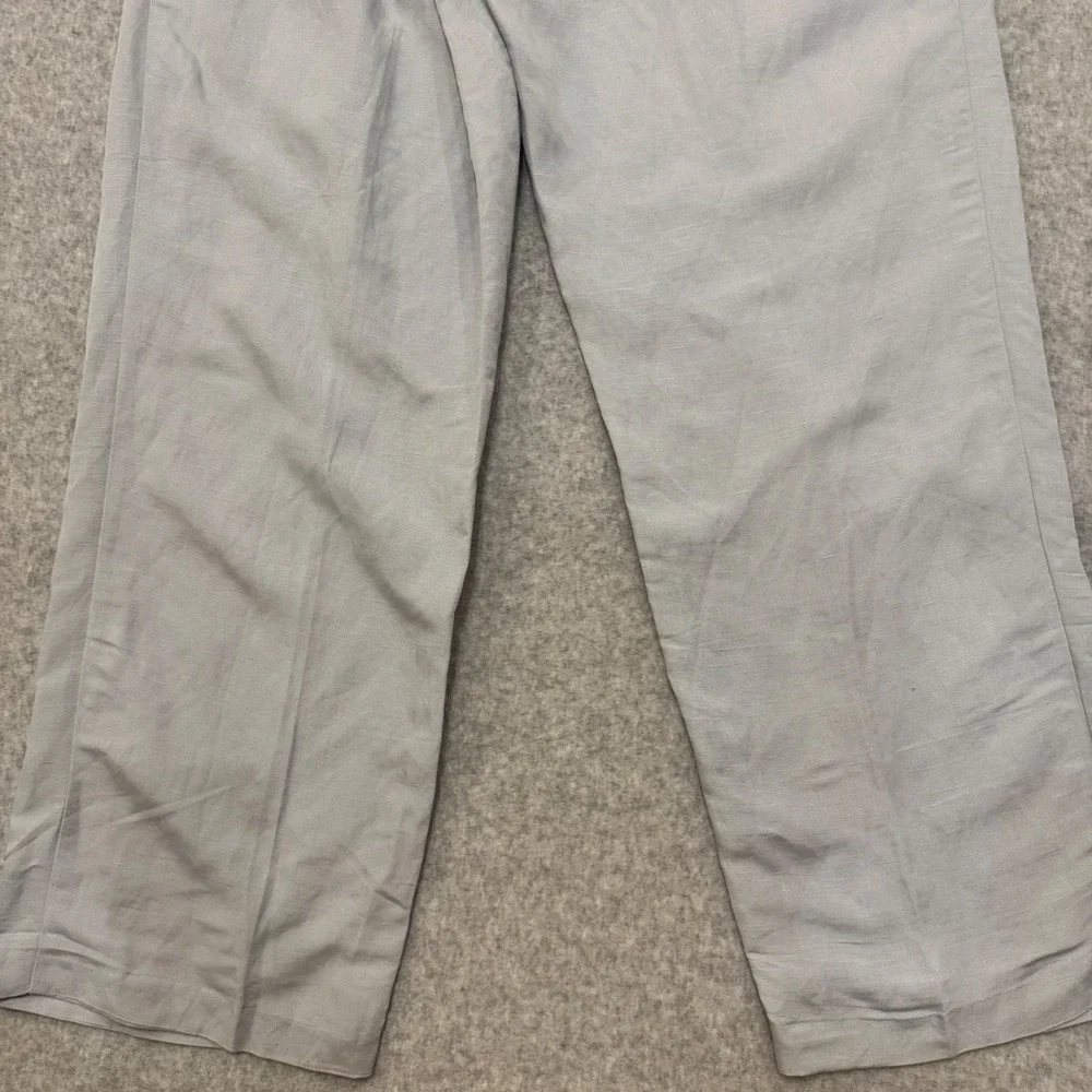 H&M Women Linen Blend Pleated Trousers Light Blue Grey US 20 NEW